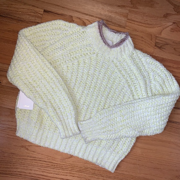 Aritzia Wilfred Confetti Sweater neon yellow S NWT - Picture 8 of 8